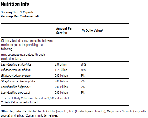 Acidophilus Supplement 4X6 - 60 Capsules, NOW Foods