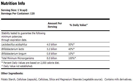 Acidophilus and Bifidus 8 Billion - 120 Capsules, NOW Foods