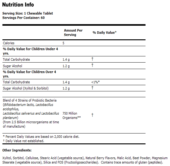BerryDophilus Probiotic Supplement 60 Chewables, NOW Foods