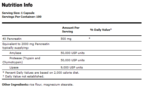 Pancreatin Pancreas Supplement 4X 500 mg