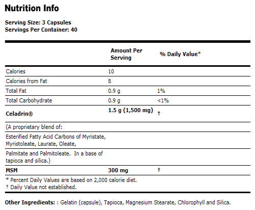 Celadrin & MSM 500 mg - 120 Capsules, NOW Foods
