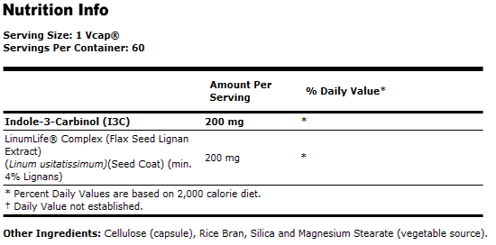 Indole-3-Carbinol  ( I3C ) 200 mg - 60 VCaps, NOW Foods