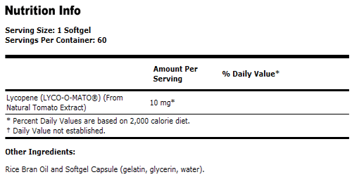 Lycopene 10 mg - 60 Softgels, NOW Foods