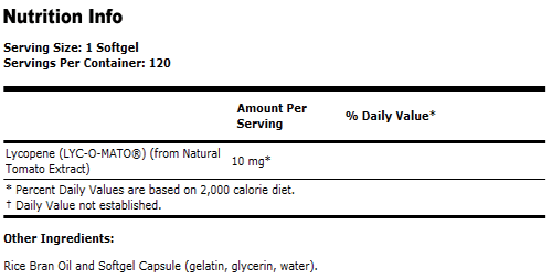 Lycopene 10 mg - 120 Softgels, NOW Foods