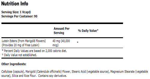 Lutein Esters 40 mg - 90 VCaps, NOW Foods