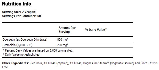 Quercetin with Bromelain- 120 VCaps, NOW Foods