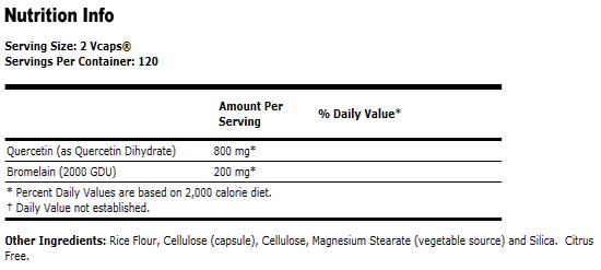 Quercetin with Bromelain - 240 VCaps, NOW Foods