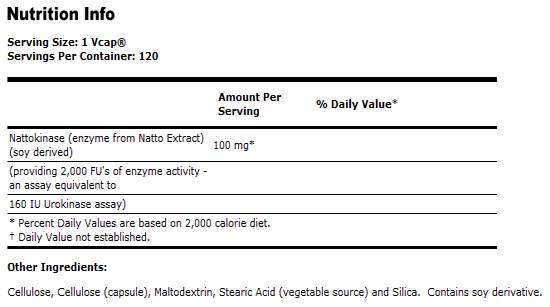 Nattokinase 100 mg - 120 VCaps, NOW Foods