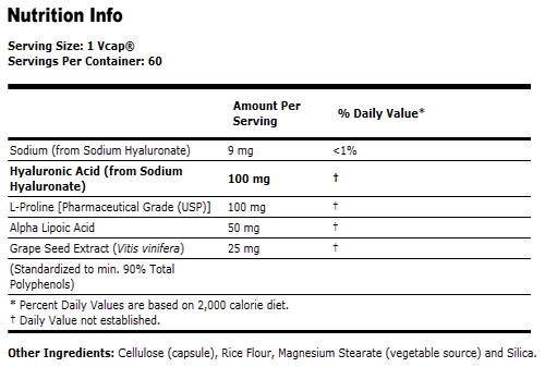 Hyaluronic Acid 100 mg - 60 VCaps, NOW Foods