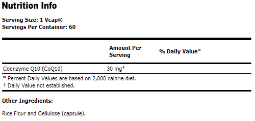CoQ10 Supplement 30 mg Vegetarian - 60 VCaps, NOW Foods