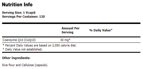 CoQ10 30 mg Vegetarian - 120 VCaps, NOW Foods