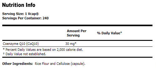 CoQ10 30 mg Vegetarian - 240 VCaps, NOW Foods
