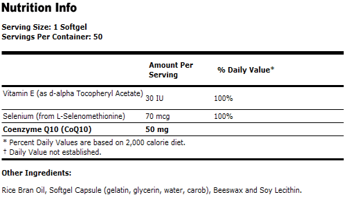 CoQ10 50 mg- 50 Softgels, NOW Foods
