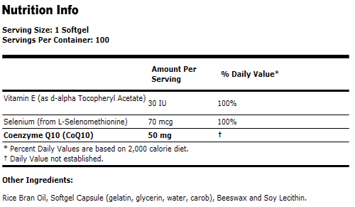 CoQ10 50 mg - 100 Softgels, NOW Foods