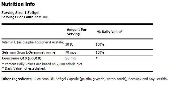 CoQ10 50 mg - 200 Softgels, NOW Foods