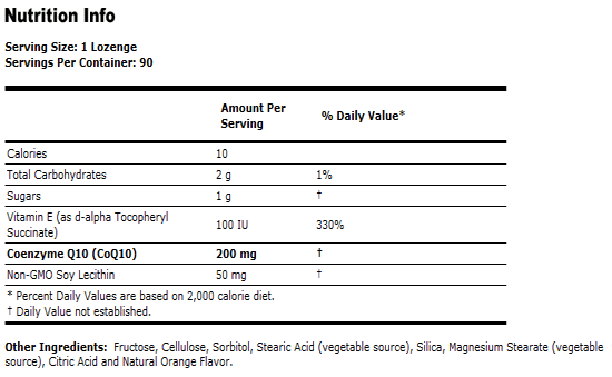CoQ10 200 mg - 90 Lozenges, NOW Foods