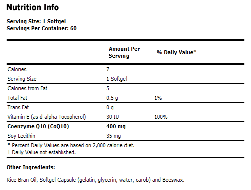 CoQ10 400mg - 60 Softgels, NOW Foods