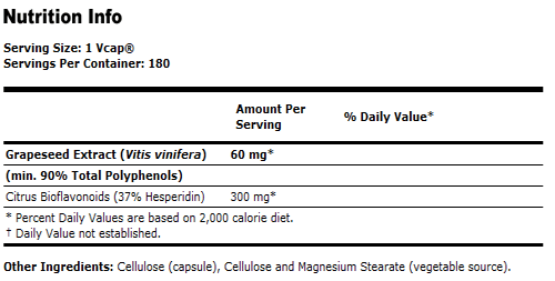 Grape Seed Antioxidant 60 mg - 180 VCaps, NOW Foods