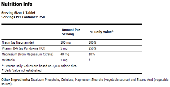 Melatonin 1 mg with B3, B6 & Magnesium TR Veg