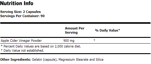Apple Cider Vinegar 450 mg - 180 Capsules, NOW Foods
