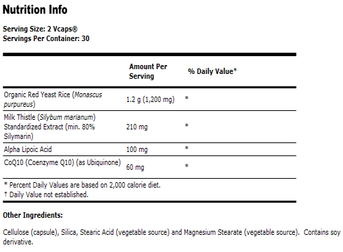 Red Yeast Rice 600 mg with CoQ10 30 mg - 60 VCaps, NOW Foods