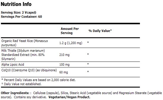 Red Yeast Rice 600 mg with CoQ10 30 mg - 120 VCaps, NOW Foods