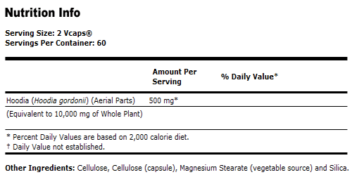 Mega Hoodia 250 mg - 120 VCaps, NOW Foods