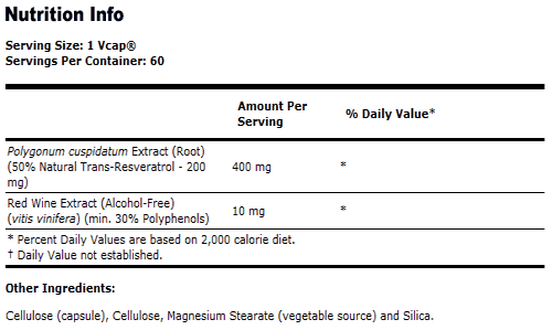 Natural Resveratrol 200 mg - 60 VCaps, NOW Foods