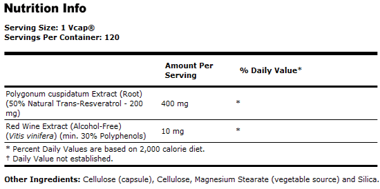 Natural Resveratrol 200 mg - 120 VCaps, NOW Foods