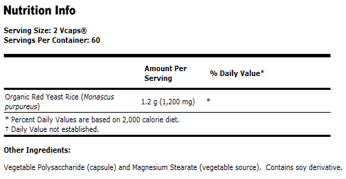Red Yeast Rice 600 mg - 120 VCaps, NOW Foods