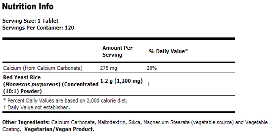 Red Yeast Rice 1200 mg - 120 Tabs, NOW Foods