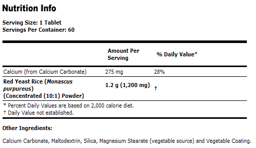 Red Yeast Rice 1200 mg - 60 Tabs, NOW Foods