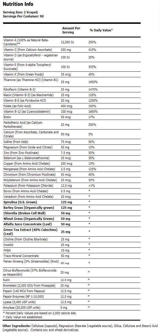 Eco-Green Multi Vitamin - 180 VCaps, NOW Foods
