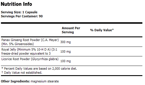 Ginseng & Royal Jelly - 90 Capsules, NOW Foods