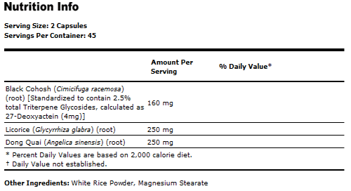 Black Cohosh 80 mg - 90 Capsules