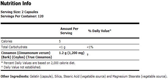 Cinnamon Bark 600 mg - 240 Capsules, NOW Foods