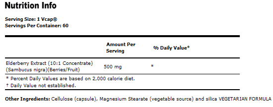 Elderberry Extract 500 mg Vegetarian