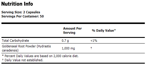 Goldenseal Root 500 mg US wildcrafted - 100 Capsules, NOW Foods