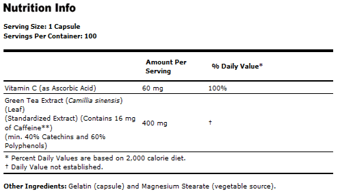 Green Tea Extract 400 mg - 100 Capsules