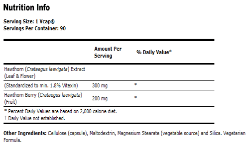 Hawthorn Extract 300 mg - 90 VCaps NOW Foods