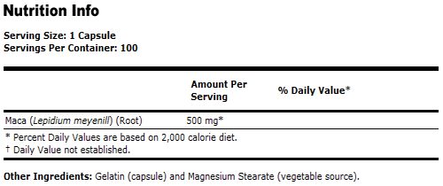 Maca Supplement 500 mg