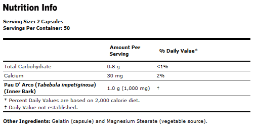 Pau D' Arco 500 mgof Inner Bark