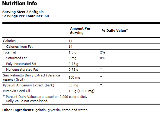 Pygeum & Saw Palmetto + Pumpkin Seed Oil - 120 Gels, NOW Foods