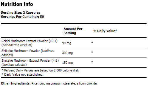 ReiShi Mushrooms 270 mg - 100 Capsules, NOW Foods