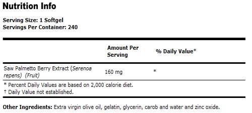 Saw Palmetto Extract 160 mg - 240 Gels, NOW Foods