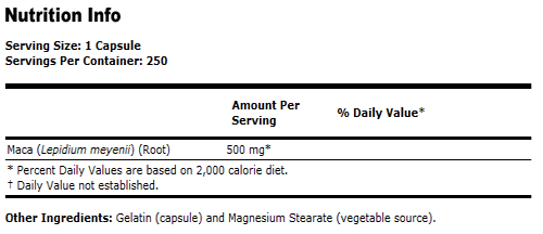 Maca 500 mg - 250 Capsules