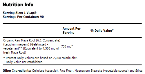 Maca 750 mg Raw - 90 VCaps, NOW Foods
