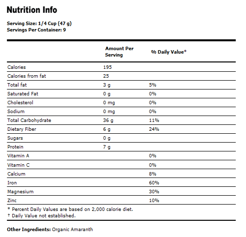 NOW Foods Amaranth Grain - 1 lb. - Organic, Non-GE
