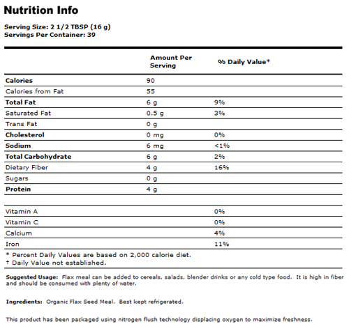 Flax Seed Meal - 18 oz. - Organic, Non-GE, NOW Foods