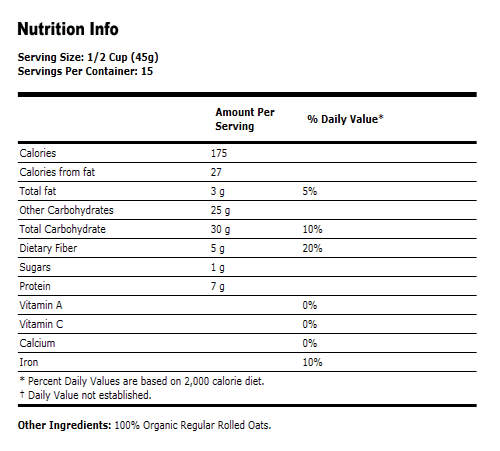 Oats Rolled - 24 oz. - Organic, Non-GE, NOW Foods